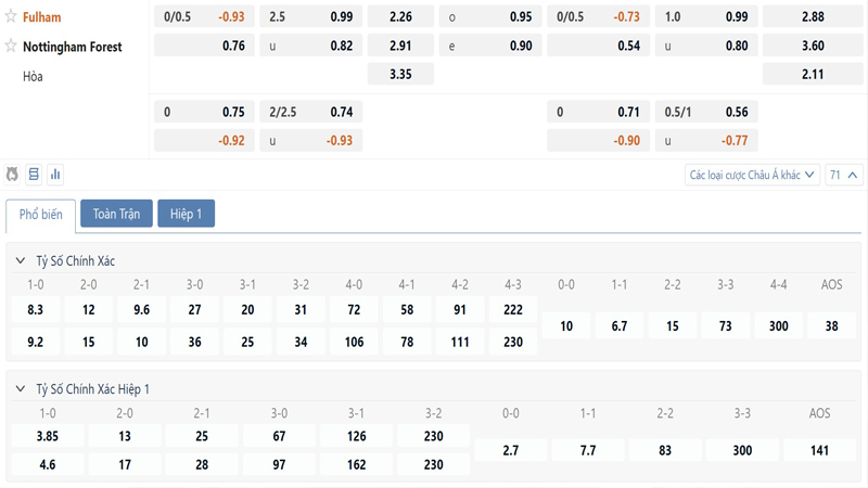 Bang Ty Le Keo Fulham Vs Nottingham